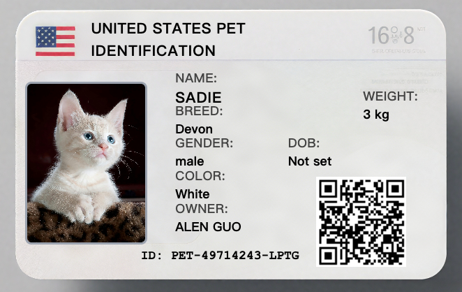 Sample Pet ID Card 2